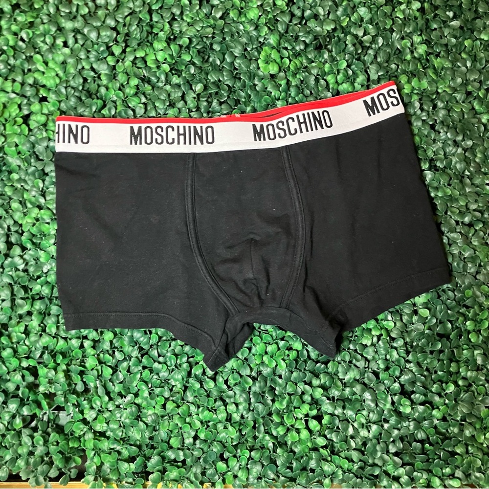 MOSCHINO [NWOT] Black LOGO Boxer Briefs with Branded Waistband Size Medium - Picture 2 of 8